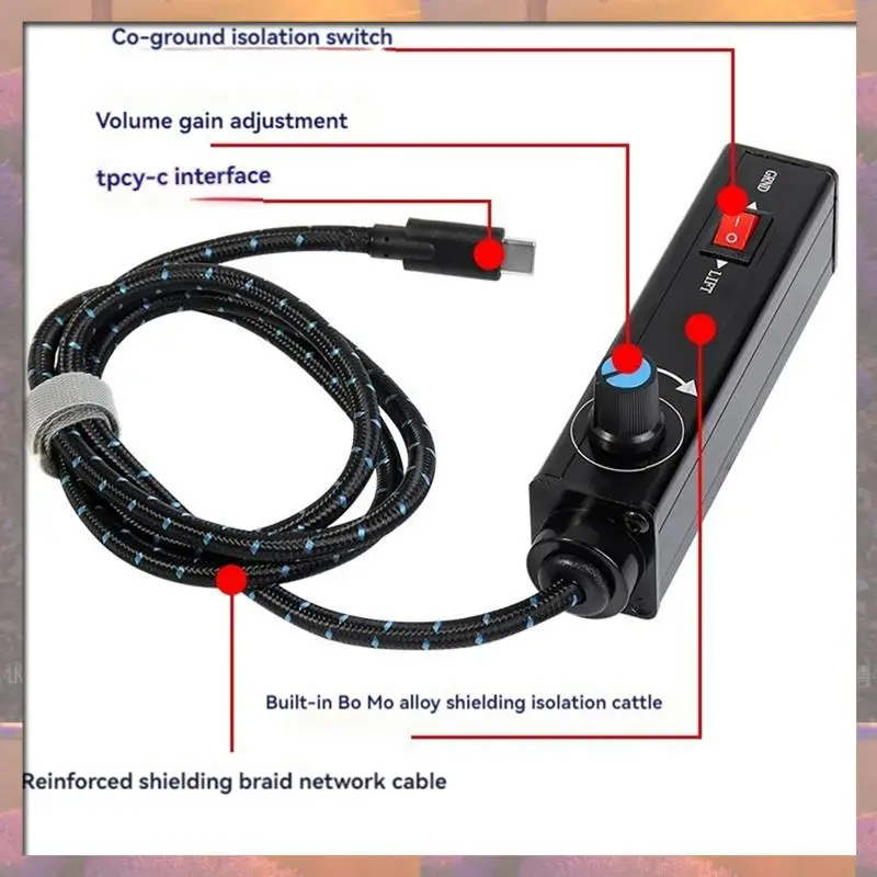 Venda superior usb tipo-c xlr isolador de áudio com ajuste de volume filtro de redução de ruído isolador de loop de aterramento para todos os microfones dinâmicos