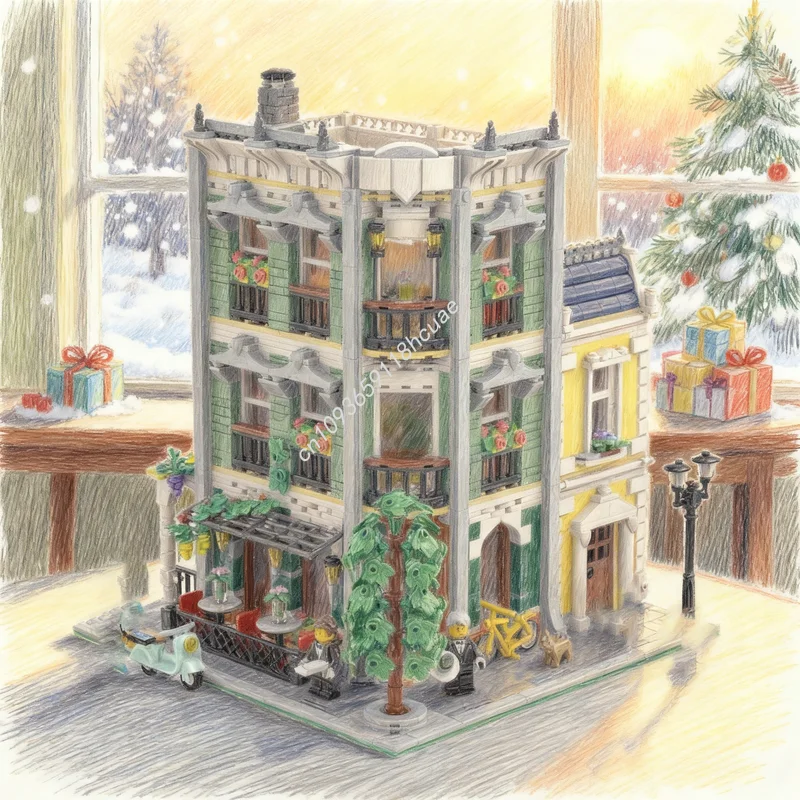 

2570 шт. MOC виноградная лоза ресторан модульная уличная модель строительные блоки архитектура рождественские подарки креативная идея игрушки образование