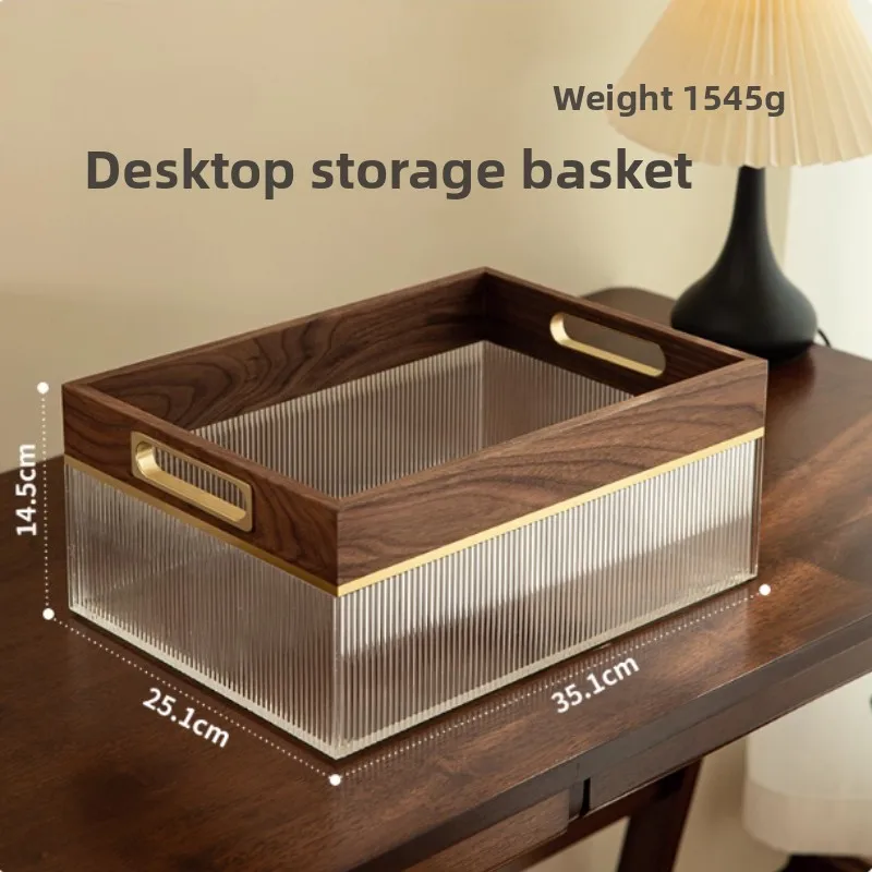 

Makeup Storage Box, Miscellaneous Storage Basket, Home Toy Organizer, Black Walnut Chest for Kitchen and Living Room