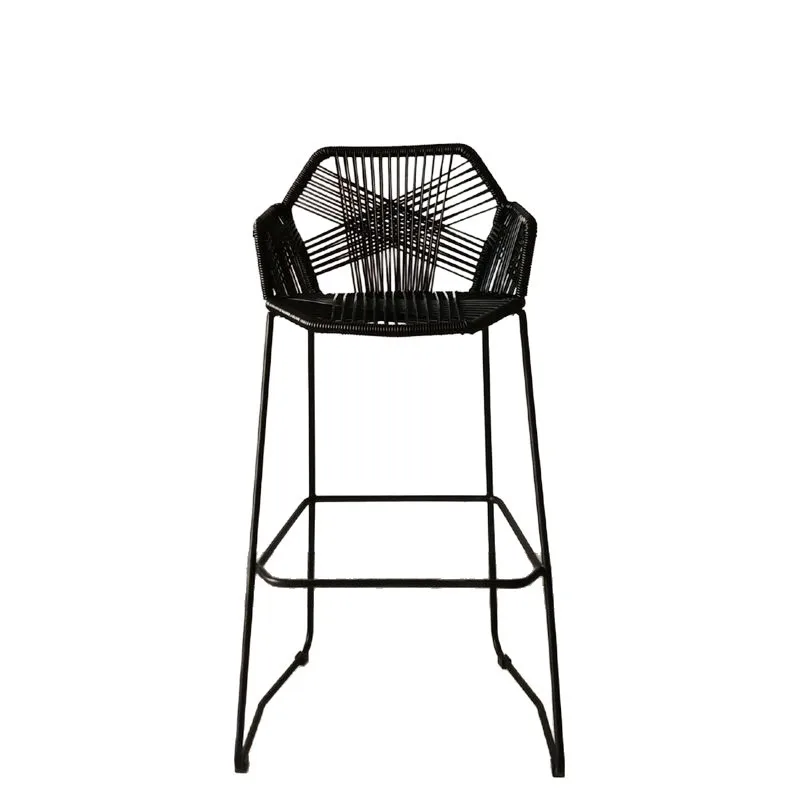 Rattan dining chair bar stool, home medieval high stool, Nordic minimalist style Internet celebrity outdoor courtyard