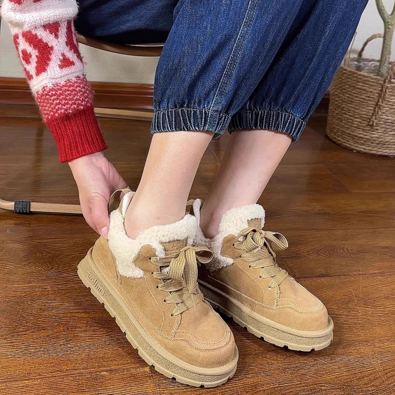 Women\'s Casual Shoes Snow Boots Autumn and Winter 2024 New Fashion Retro Plush Insulation Thick Soled Cotton Shoes Thermal Boots