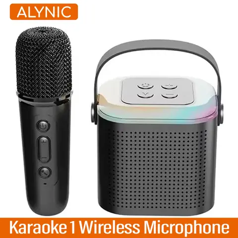 ALYNIC 마이크 가라오케 기계 휴대용 시스템(가정 성인 및 어린이용 무선 마이크 1개 포함) 블루투스 PA 스피커 Best5 ALYNIC 마이크 가라오케 기계 휴대용 시스템(가정 성인 및 어린이용 무선 마이크 1개 포함) 블루투스 PA 스피커 Best5