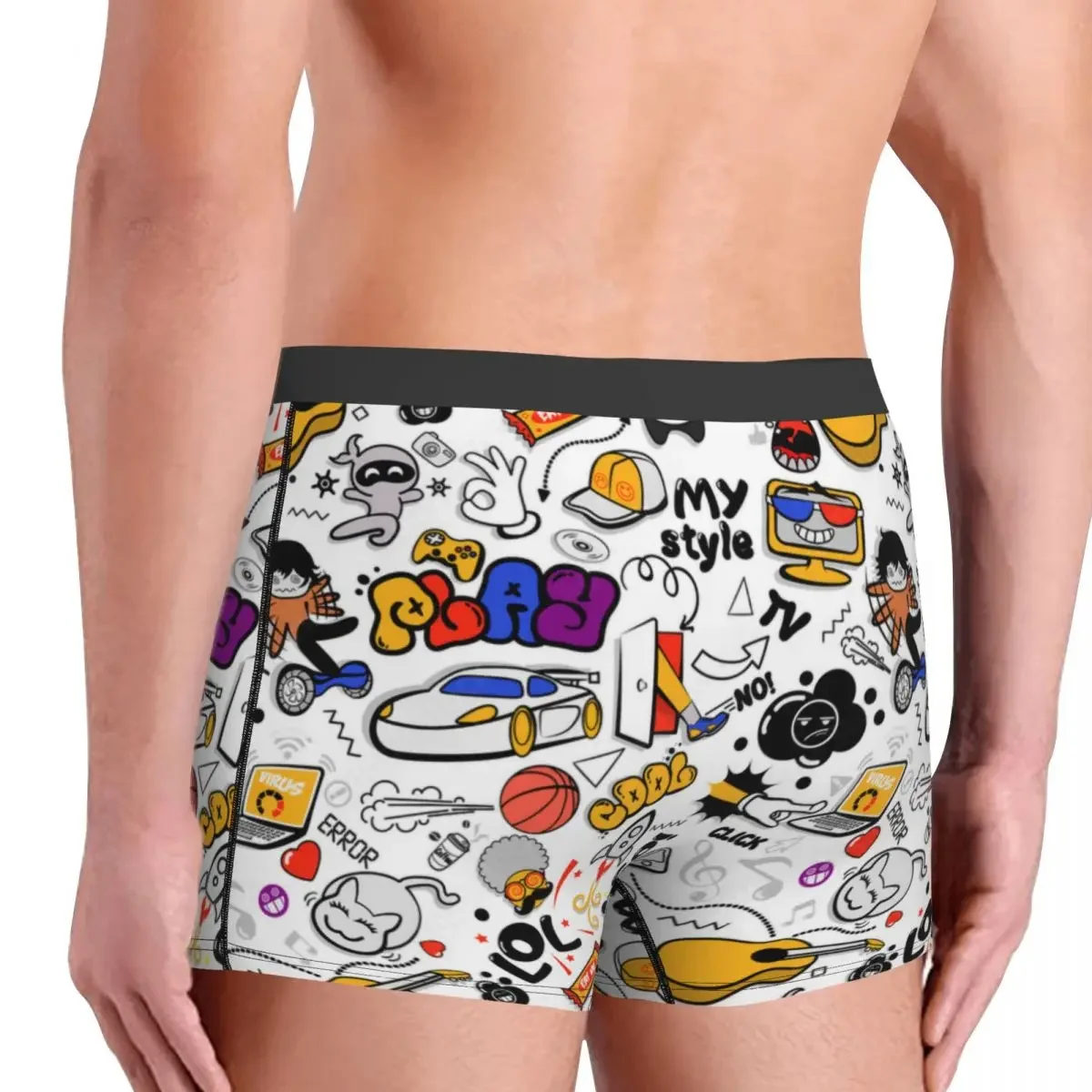 Custom Cartoon Graffiti Style Underwear Men traspirante Graffiti Art Boxer slip Shorts mutandine morbide mutande Sexy per Homme