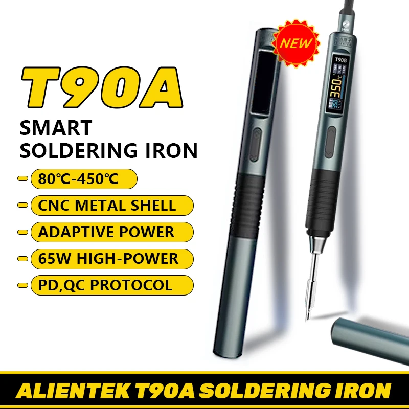 

ALIENTEK T90A Soldering Iron Electric 65W Adjustable Digital Display Automatic Sleep BGA Precision Soldering Iron Repair Tool