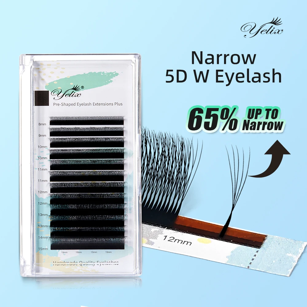 Yelix Smaller Spacing 5D W Premade Volume Fans Eyelash Extensions Narrow Dense Symmetrical Soft Fluffy Natural Style Pros Lash