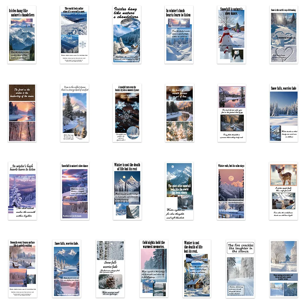 10/50PCS Winter Graffiti Stickers English Phrase Cartoon Decal DIY Luggage Phone Guitar Scrapbook Waterproof Sticker Kid Toys