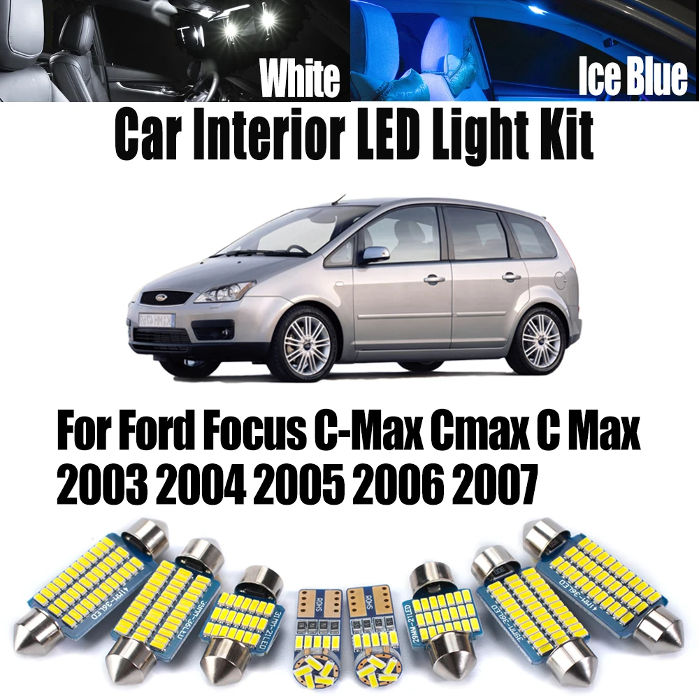 16Pcs Vehicle LED Interior Ceiling Map Dome Light Kit For Ford Focus C-Max Cmax 2003 2004 2005 2006 2007 Canbus Car Accessories