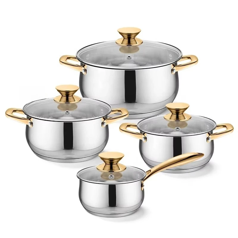 

8-компонентная оптовая продажа, кухонная посуда, кастрюля из нержавеющей стали, кастрюля для приготовления молока и супа, набор посуды