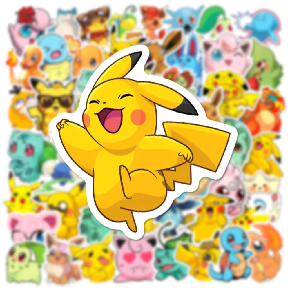 10/30/50pcs Cartoon Cute Pokemon Pikachu Stickers Kawaii Anime Decals Waterproof DIY Scrapbook Suitcase Phone Sticker Decoration
