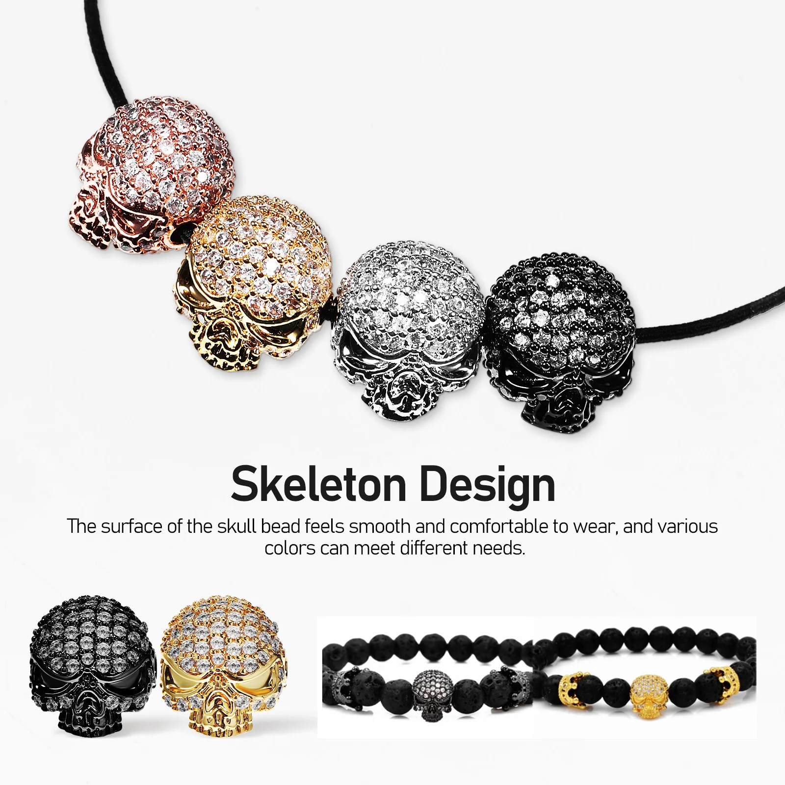 

4 Pcs Head Charms Skull Spacer Beads Halloween Craft Jewelry Decorations