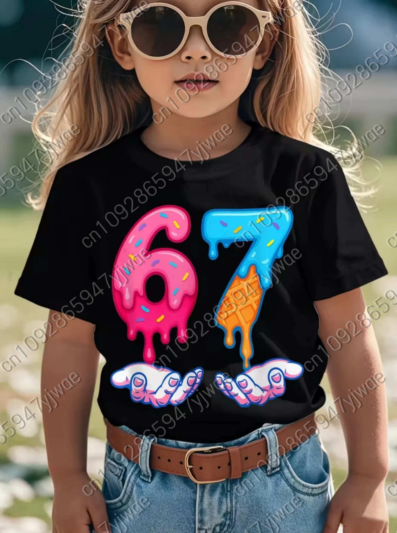 Mädchen Six Seven 67 T-Shirt Kinder Lustiges Cartoon-T-Shirt Niedlicher Charakter Kinder T-Shirt Jungen Erwachsene Grafik TopKurzarm Sport-T-Shirts