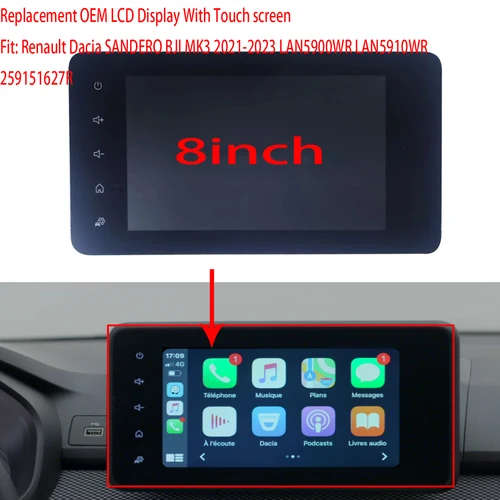 교체용 OEM LCD 디스플레이 터치 스크린 내비게이션 라디오, 2020-2023 다시아 산데로 3 조거 로간 르노 탈리언트용