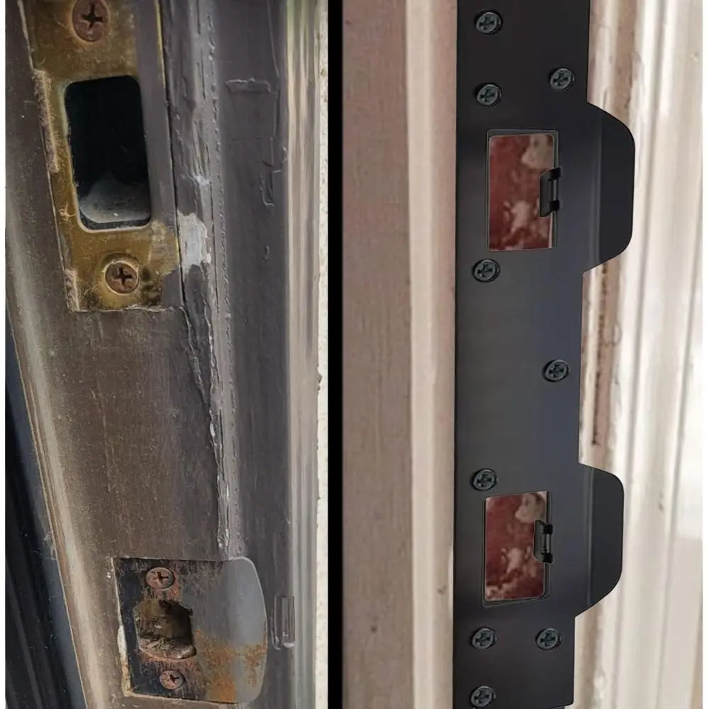 Metal Door Strike Plate Rustproof Security Front Door Security Devices with 5-1/2 Inch Hole Double Holes