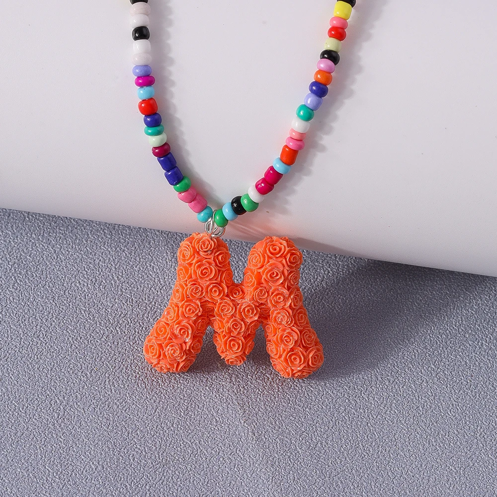 Aihua Niedliche Boho-Halskette mit Namen und Initialen, 26 Buchstaben, für Frauen, BFF, beste Freunde, Kinder, Rose, A-Z Alphabet-Halsketten, Geburtstagsgeschenke – Detail 11