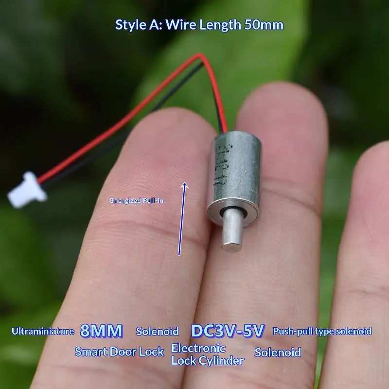 DC 3V 3.7V 5V Mini Tiny 8MM Cylindrical Suction Type Push-Pull Linear Solenoid Electromagnet Cylinder DIY Fingerprint Lock