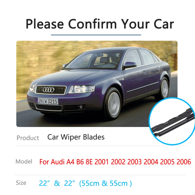 Für Audi A4 B6 8E 2001 2002 2003 2004 2005 2006 Front Wischer Klingen Pinsel Fenster Windschutzscheibe Windschutz Cutter Auto zubehör
