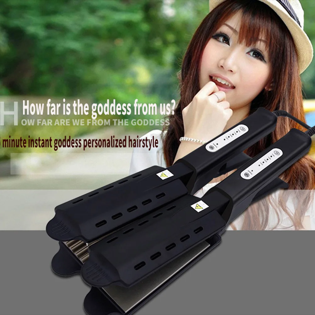 

1pc Electrical Splint Straight Hair Clamp X Shape Scissors Shape Splint Hair Straightener for Salon Barber with EU Plug (Black)