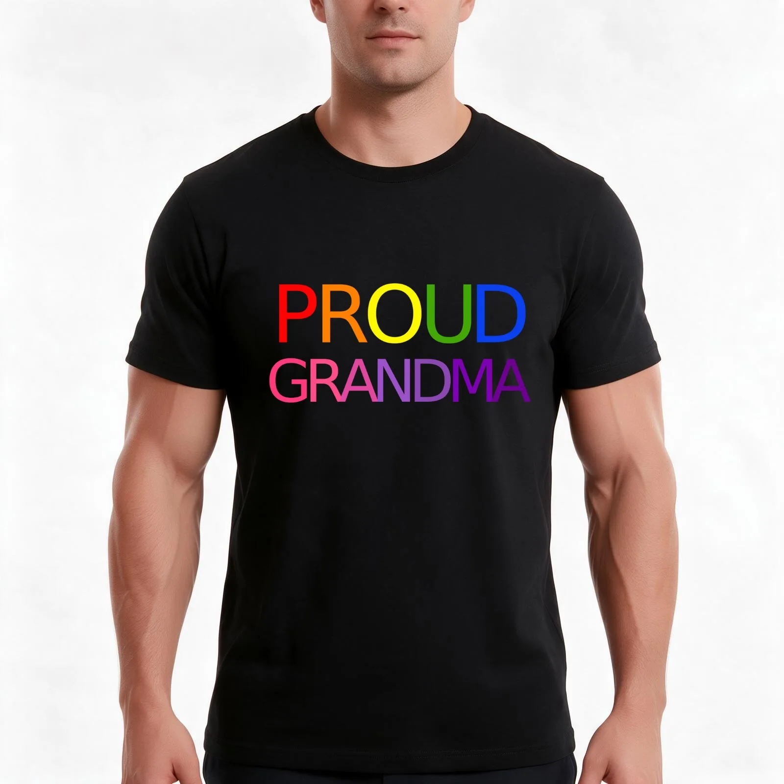 Rainbow PROUD GRANDMA Pride Shirt T-Shirt, Summer Casual Cotton Tee, Oversized Streetwear Tops, Vintage Graphic Print