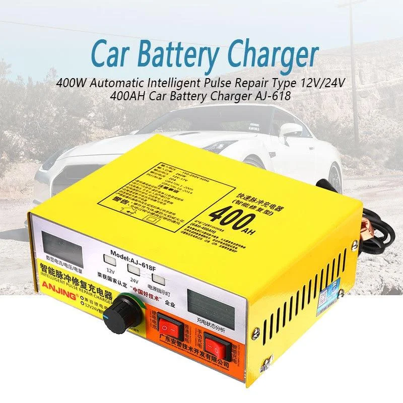 12V-24V 400W Automatic Intelligent Pulses Repair Charger Digital Display AJ618F for Wet Dry Lead Acid Lithium Battery Charger