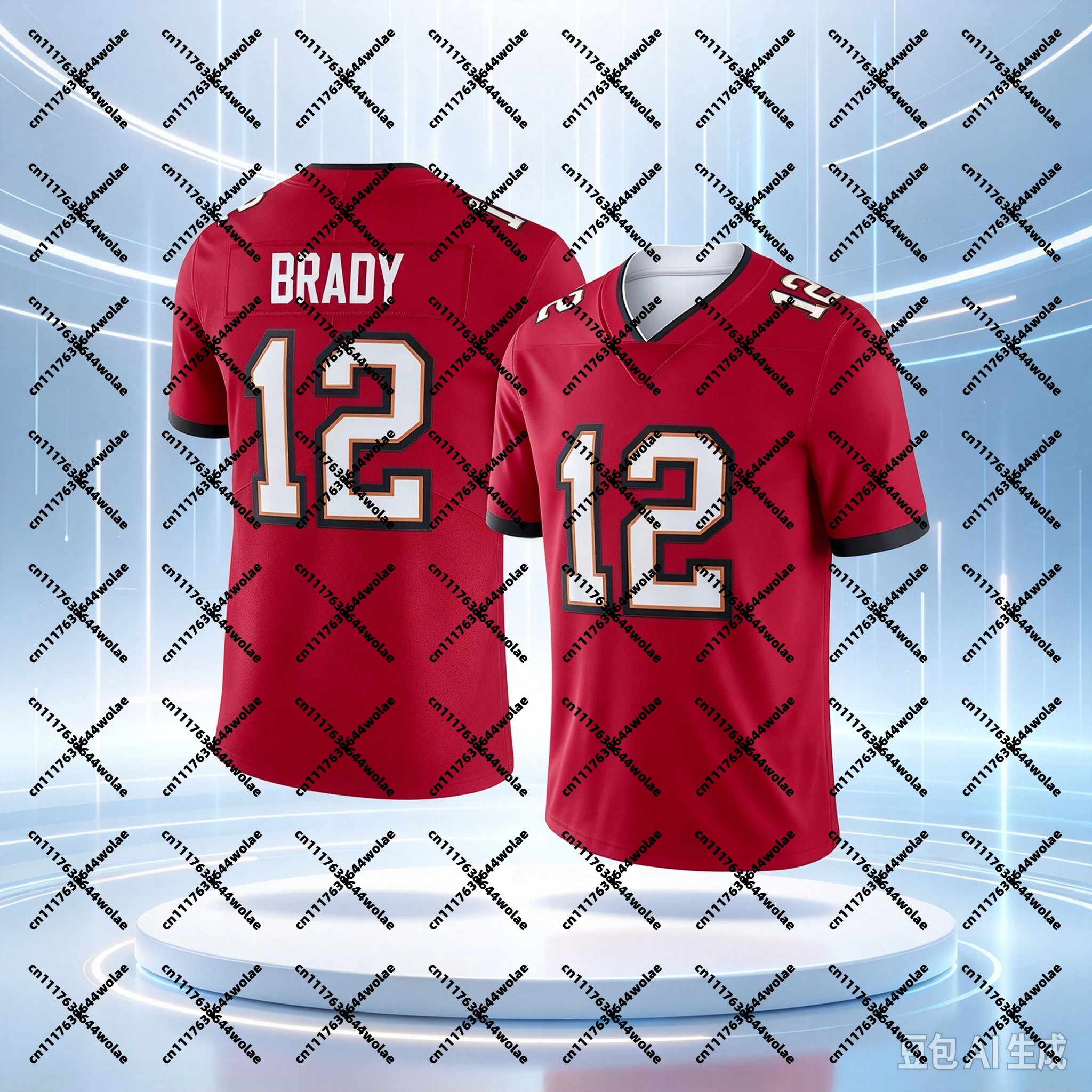 NEW  Men #12 Red Football Jersey V‑Neck Short Sleeve Quick Dry Sport Tops Men Women Fans Match Sports Shirts Family Matching