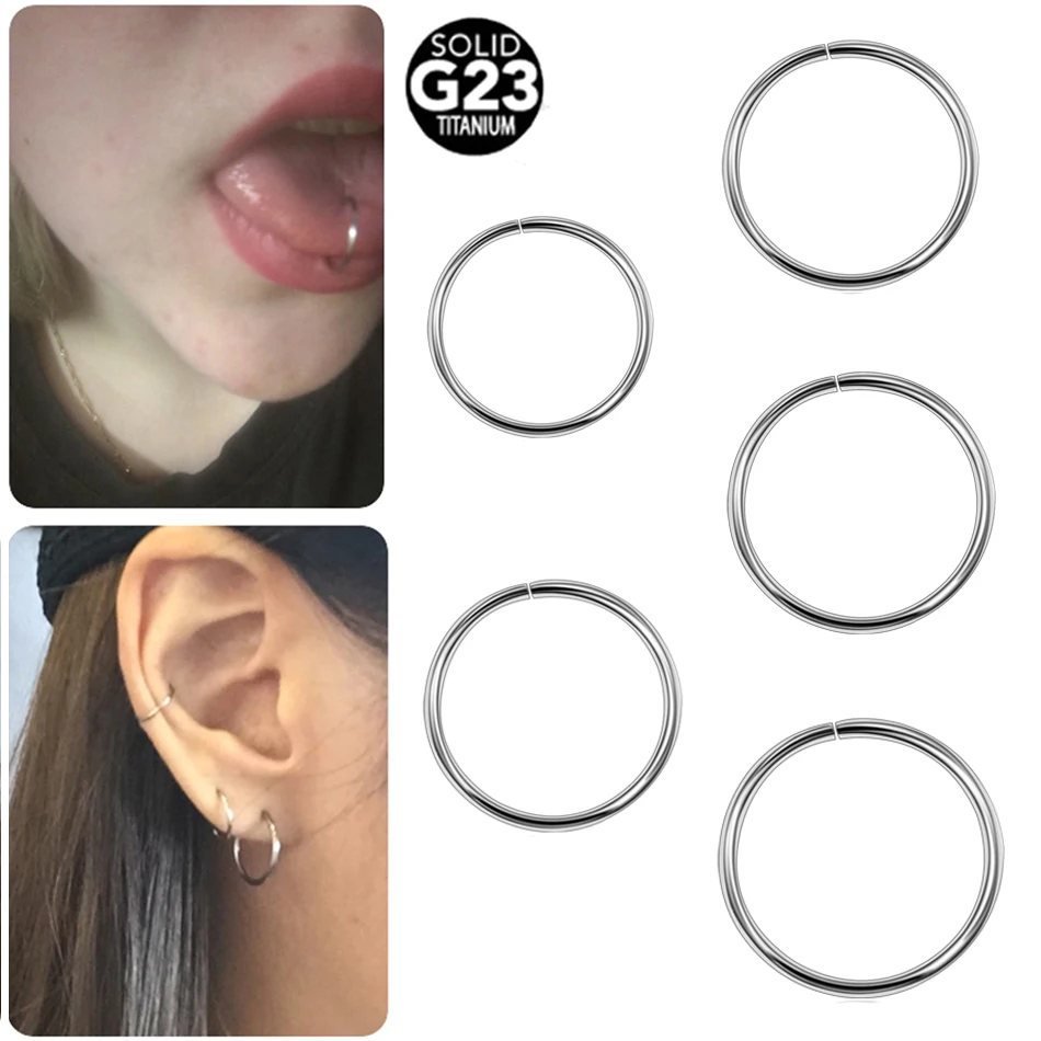 1PC Titanium Seamless Segment Rings Nose Hoops Ear Piercing Tragus Nose Rings Ear Cartiliage Tragus Sexy Body Jewelry 20G 18G