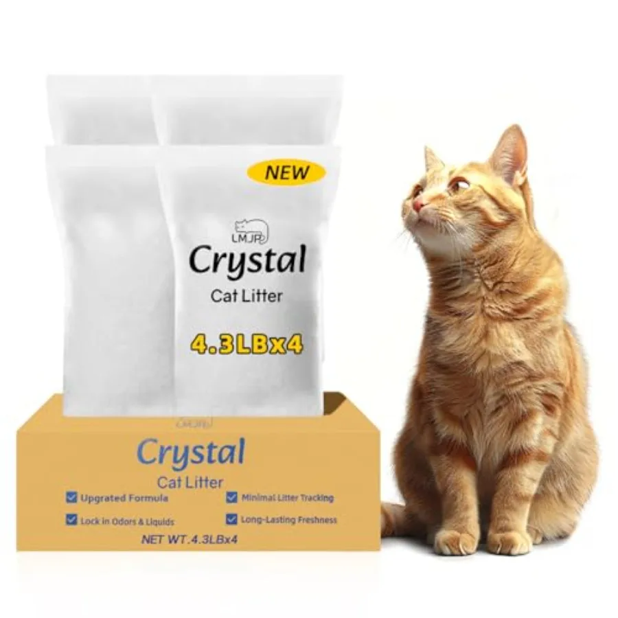 

Crystal Cat Litter with Powerful Odor Control Non-Clumping Lasts Up to 4 Months Rapid Water Absorption Unscented and Lightweigh