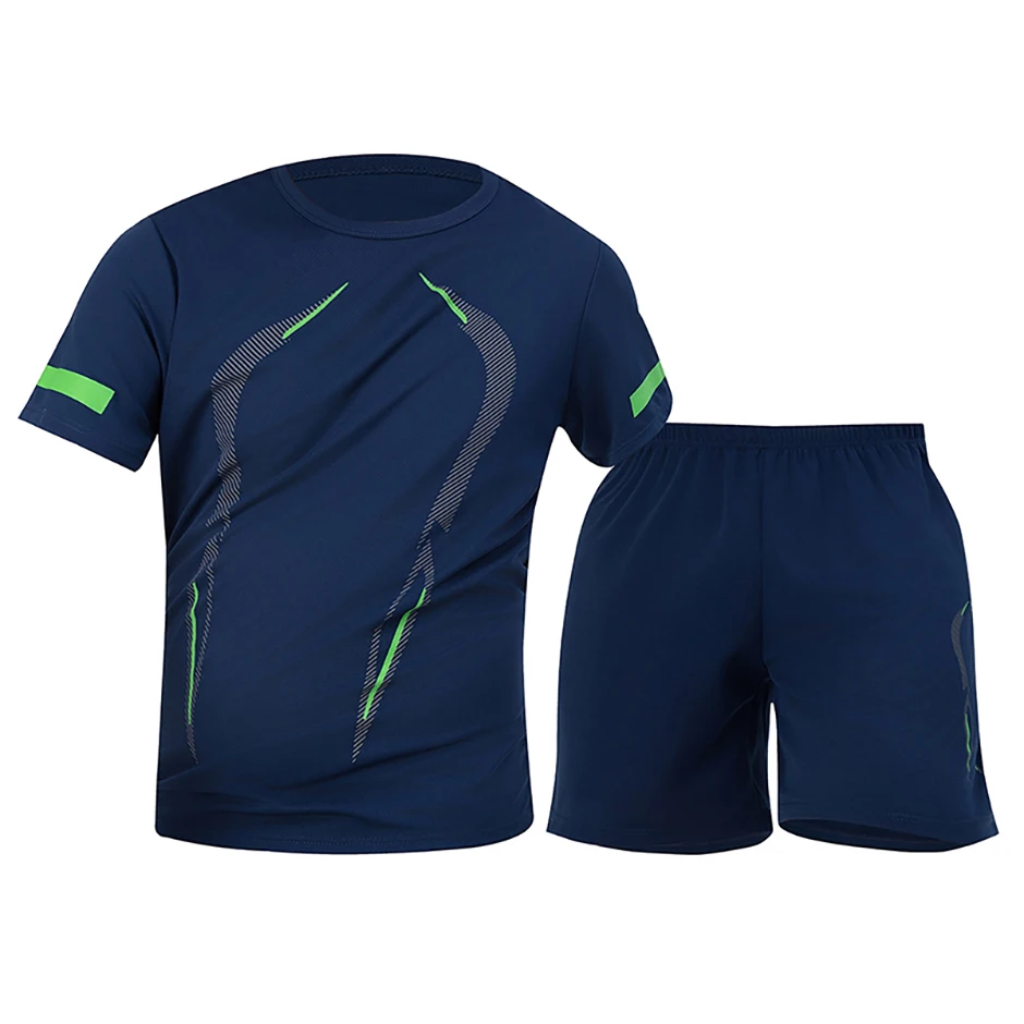 2-teiliger Herren-Sportanzug aus Mesh, atmungsaktiv, schnell trocknend, locker, Übergröße, Laufen, Fitness, Bergsteigen, lässig, kurzärmelige Shorts – Detail 3