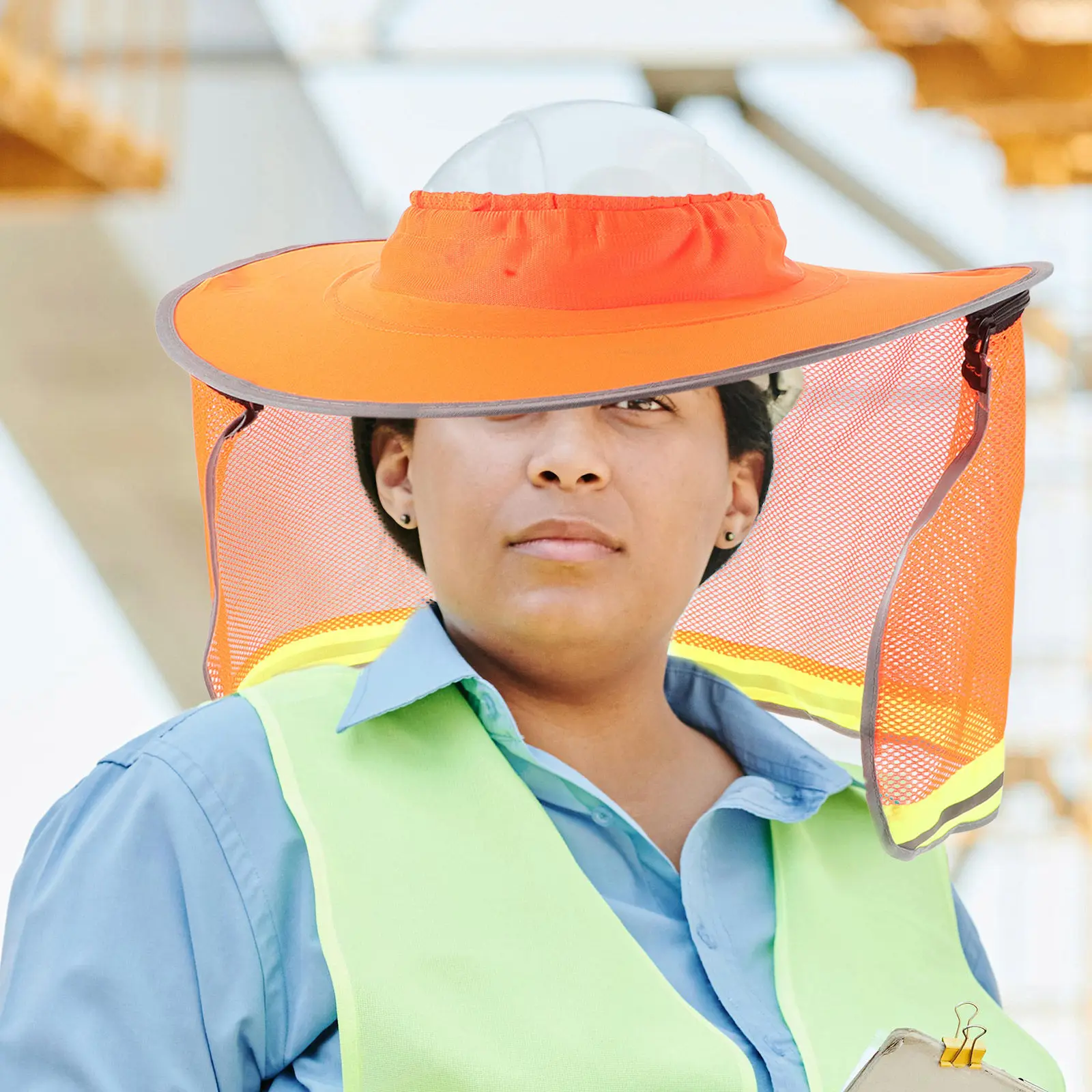 

Safety Sun Shade Full Brim with Neck Cover Uv Resistant Breathable Hard Hat Visor for Construction Outdoor Installation