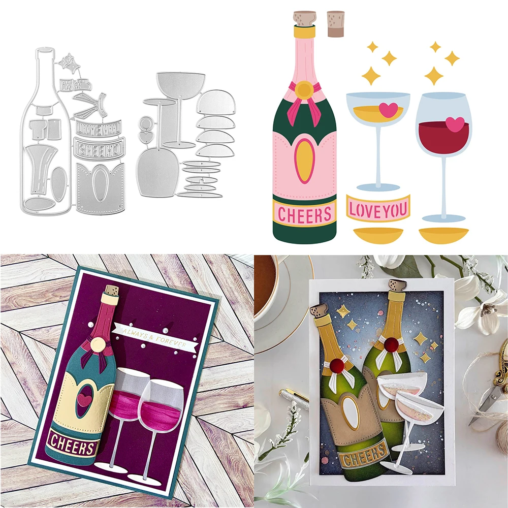 Delicious Wine Drink Delicate Glass Metal Cutting Dies Embossing Diecut For DIY Photo Album Card Making Scrapbooking Crafting