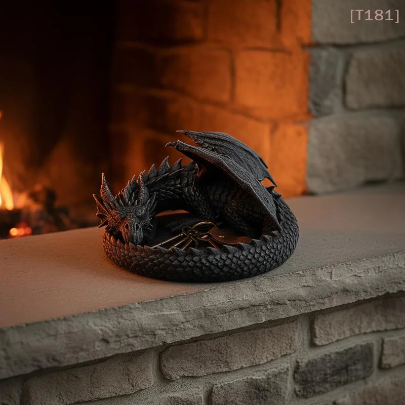 [E] Creative Gothic 3D Printing Dragon Tray Dark Style Plastic Jewelry Storage Tray Decorative Desktop Organizer Key Holder