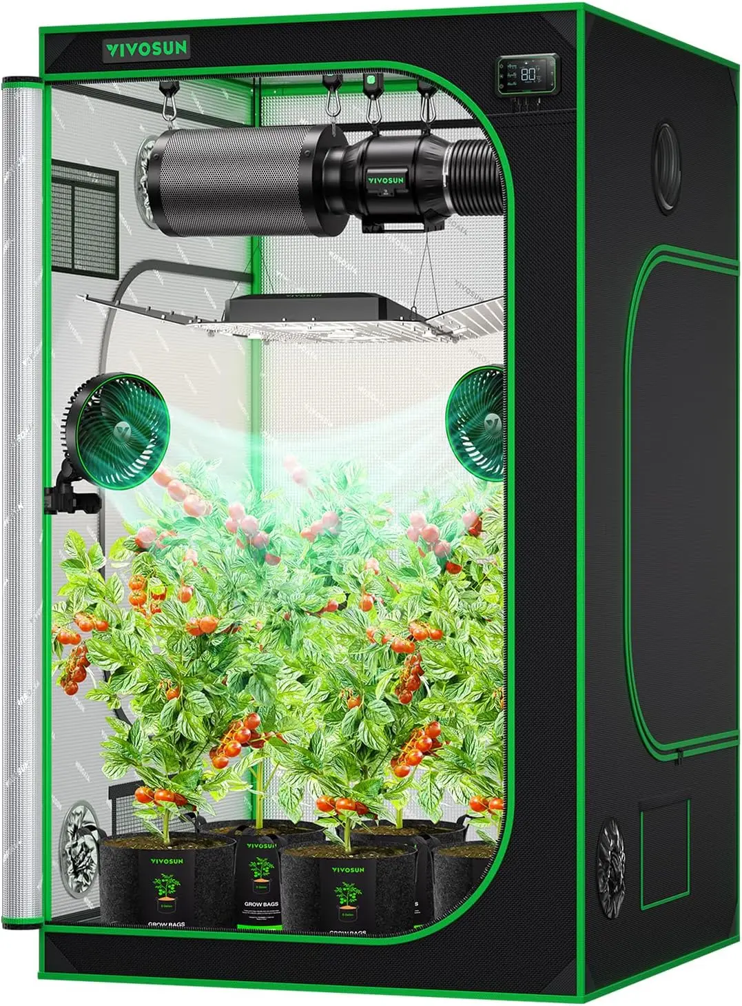 

S448 4x4 Grow Tent 48"x48"x80" High Reflective Mylar with Observation Window and Floor Tray for Hydroponics Indoor Plant