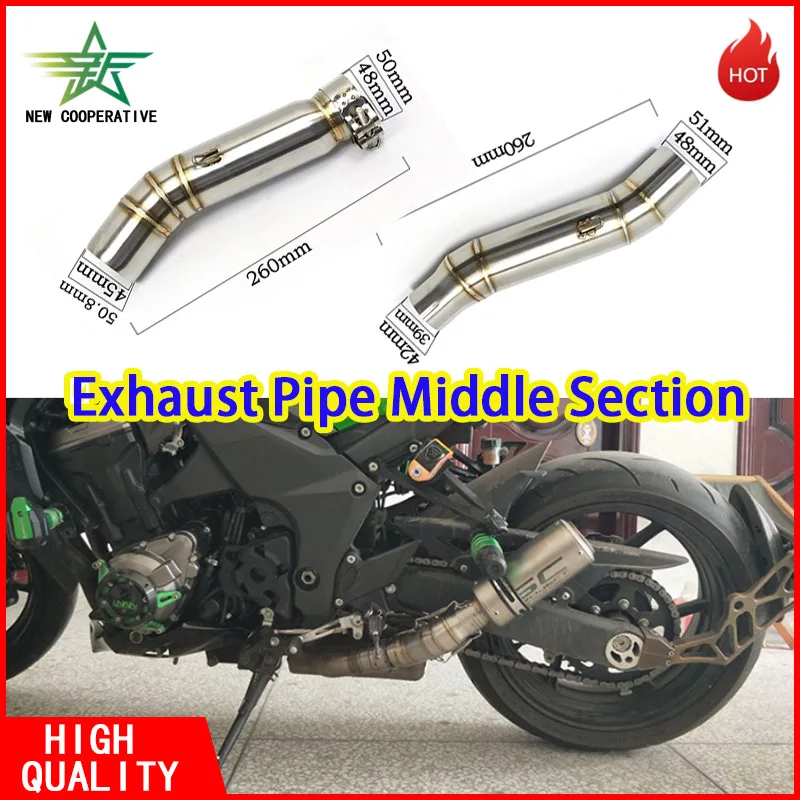 Tubo de escape intermedio de acero inoxidable para CBR300 CBR500R, tubo de conexión central para escape deslizable, sección central del tubo de escape ﻿