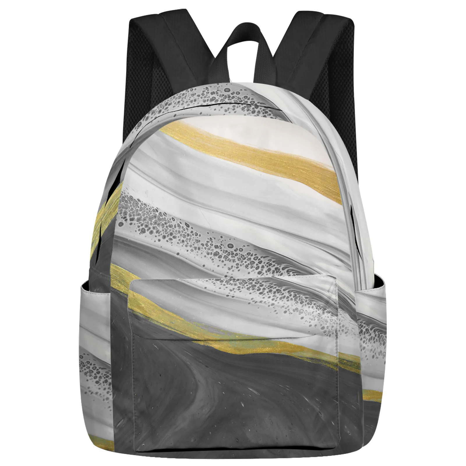 Grey Gradient Texture Marble Pattern Women Man Backpacks Waterproof School Backpack For Student Boys Girls Laptop Bags Mochilas