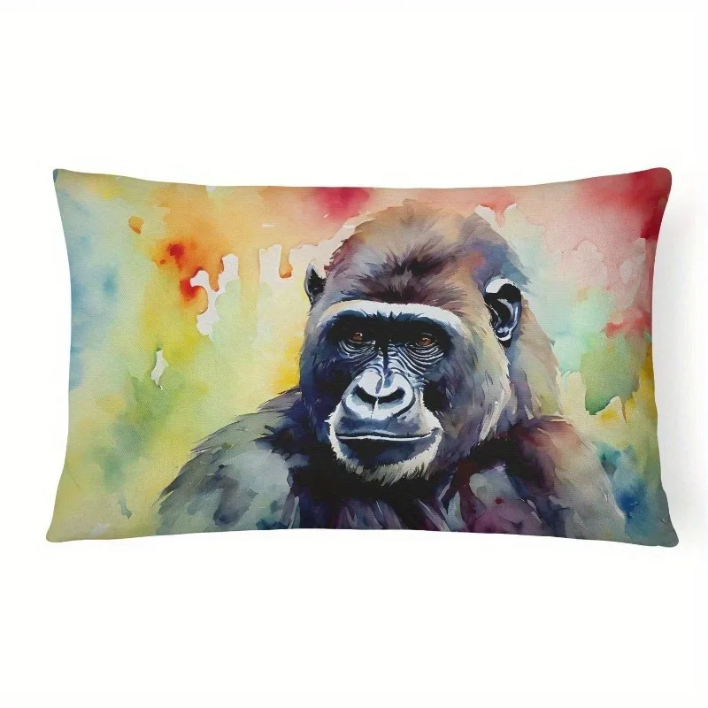Watercolor Gorilla Lumbar Pillow Cover Suitable For Sofa Bedroom Car Pillow Cover Cushion Rectangular Back Cushion