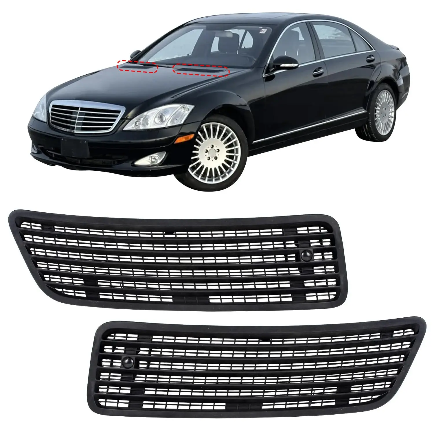 Car Engine Hood Air Vent Grille OE Number 2218800205 2218800305 Fit for Mercedes W221 S550 2007- 2013 Auto Exterior Replace Part