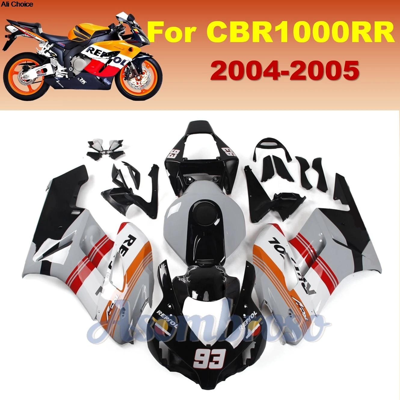 

New ABS Injection Motorcycle Fairings Kit Fit For HONDA CBR1000RR 2004 2005 04 05 Painted Bodywork Set
