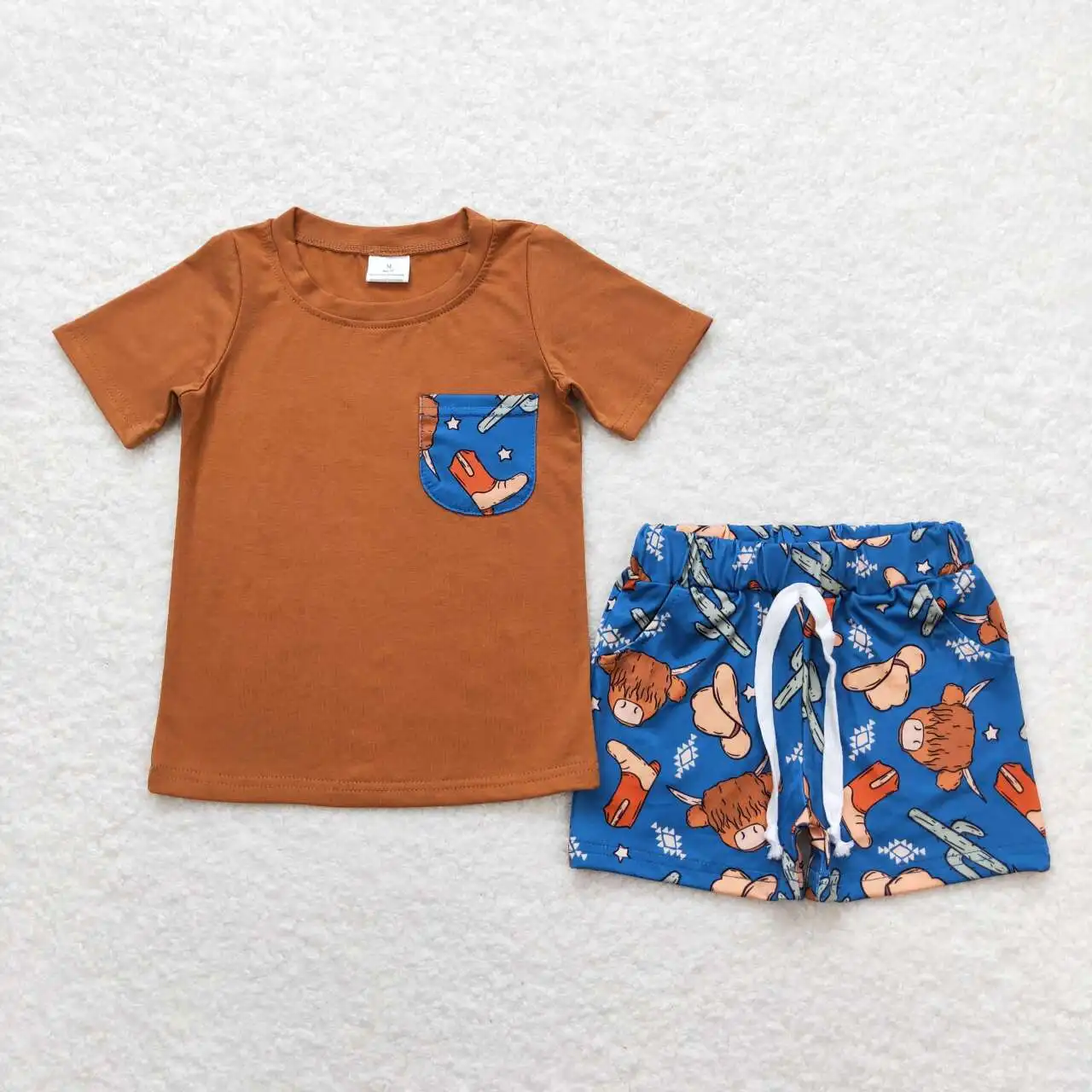 

BSSO0542 Toddler Boutique Clothes Outfits Short Sleeve Top With Shorts Set Kids Boys Summer Outfits