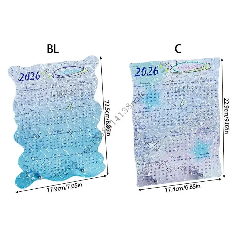 594F 2026 سنة كاملة لعرض تقويم سطح المكتب تقويم أكريليك مقاوم للكسر للمدرسة والمكتب والمنزل وعرض رف الطاولة