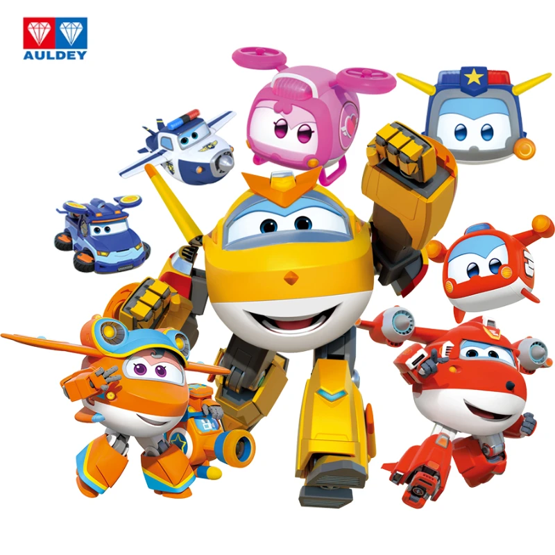 Auldey Original Super Wings juguete transformador Robot Jett Dizzy Trico figura de acción regalo de vacaciones adornos de modelos coleccionables