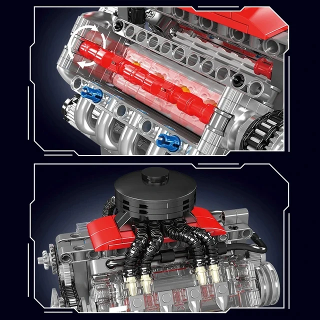 MOULD KING Technology 10171 Supercar V8 Engine Model Building Block kits MOC Assembly puzzle Brick Toys for kid Christmas Gifts