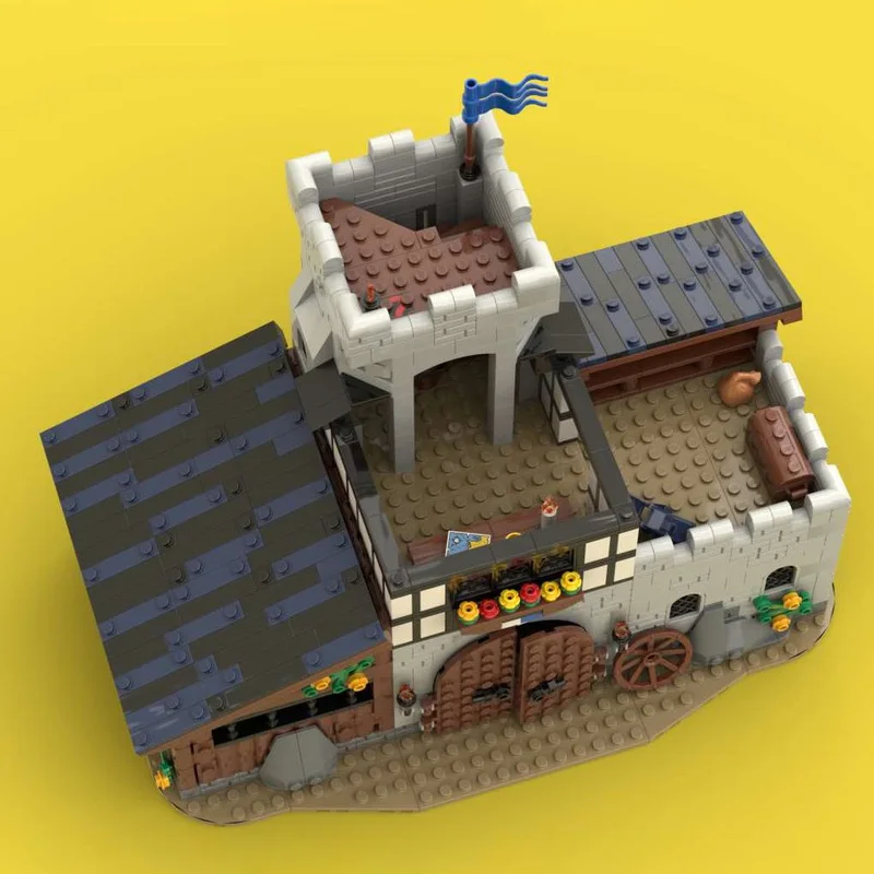 Expert Craft MOC Falcon’s Stable Building Kit - Medieval Fortress & Street View House Model, Educational Brick Toys for Kids, Pe