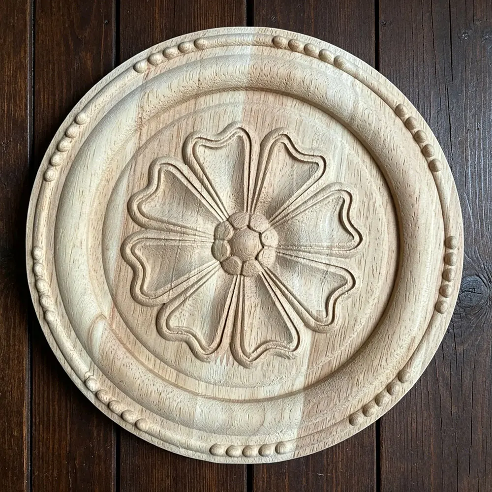 

10/20/24cm Vintage Unpainted Wood Carved Decal Corner Onlay Applique Frame for Home Furniture Wall Cabinet Door Decor Crafts