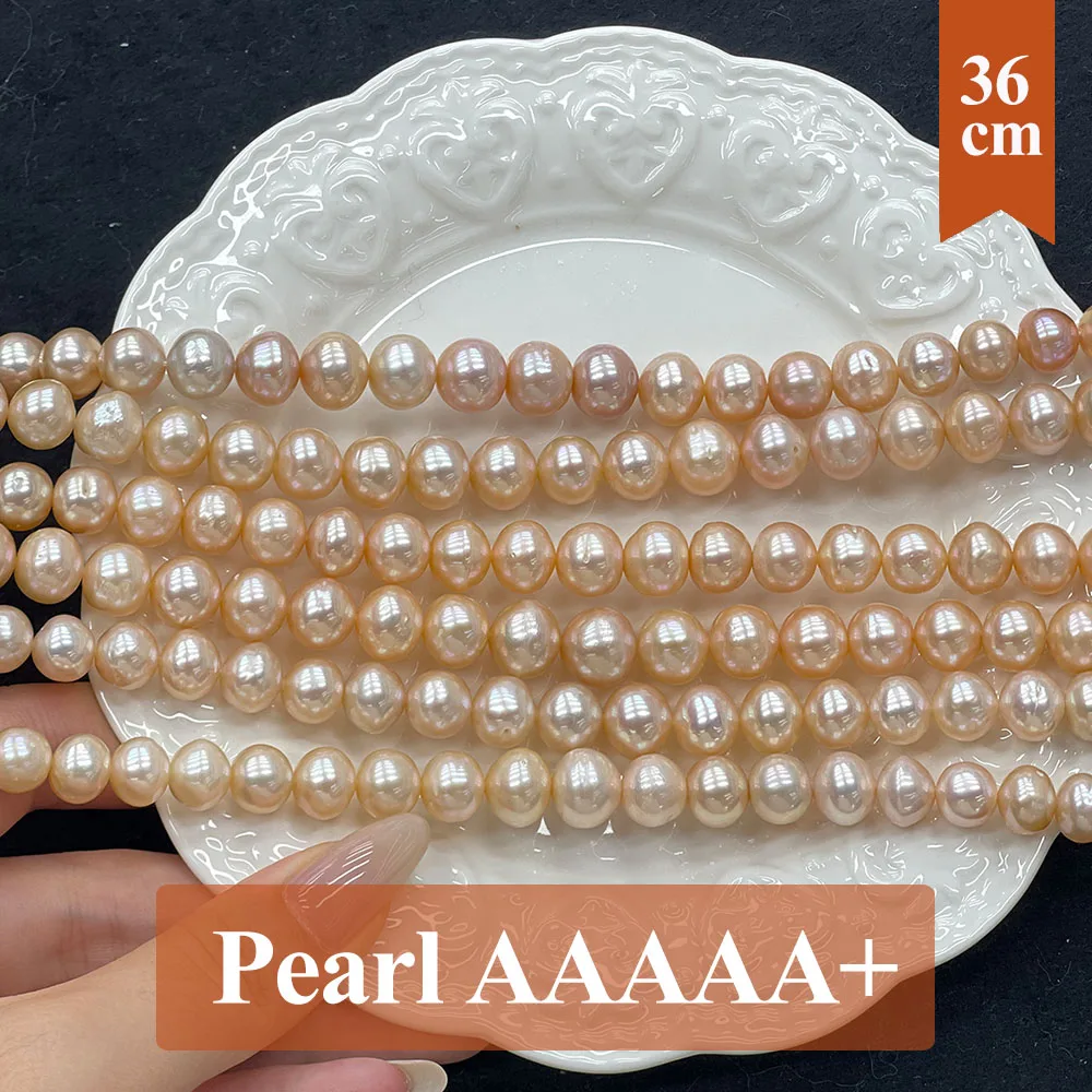 9-11mm Natural Freshwater 100% Pearls Bead Round Pink Pearl Loose Spacer Beaded for Making DIY Jewelry Necklace Bracelet 36cm