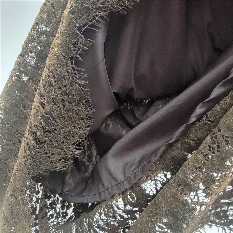 HKSH 2026 Primavera Estate Nuove Donne Gonna di Cuoio DELL'UNITÀ di elaborazione Patchwork di Pizzo Versatile Elegante High-end Retro Moda Casual Gonne HK17174