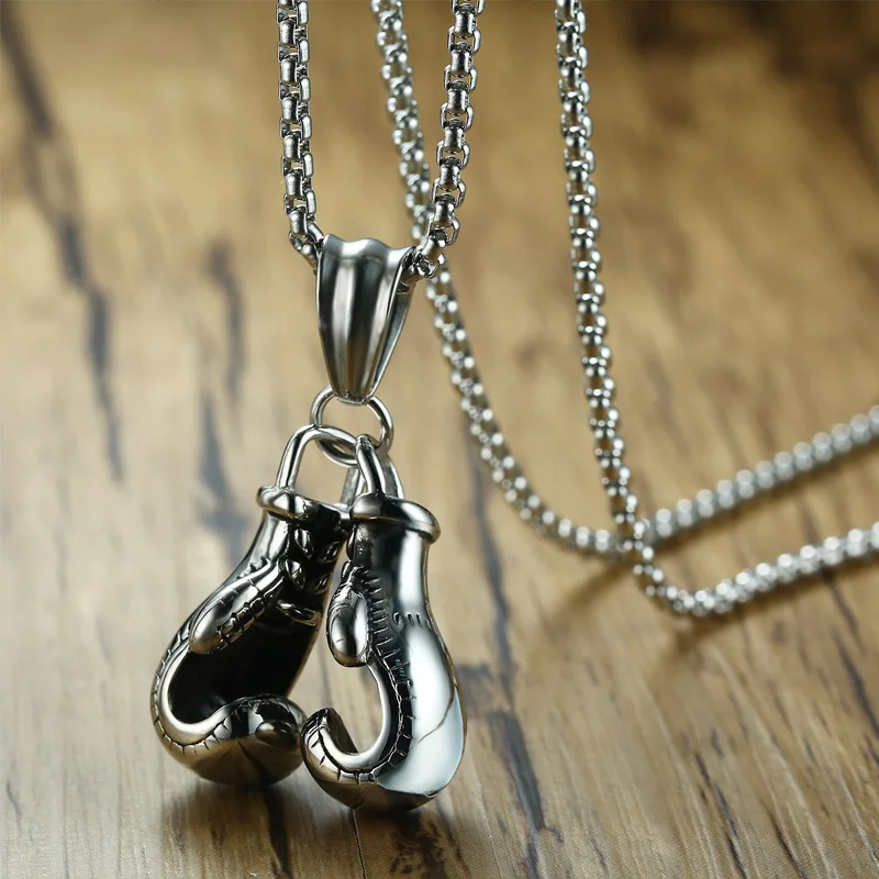 1Pc Vintage Boxing Glove Pendant Titanium Steel Chain Necklace For Women Men Punk Goth Trendy Accessories Choker Gothic Jewelry