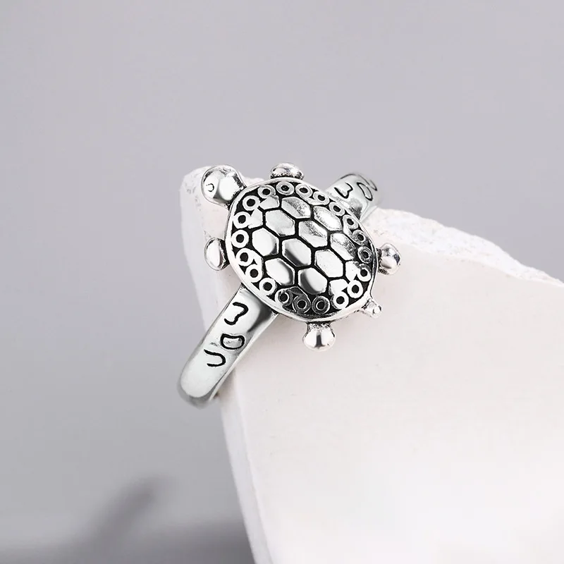 New Arrival Elegant Turtle Animal Design Thai Silver Female Rings Promotion Jewelry For Women Party Gifts No Fade Cheap