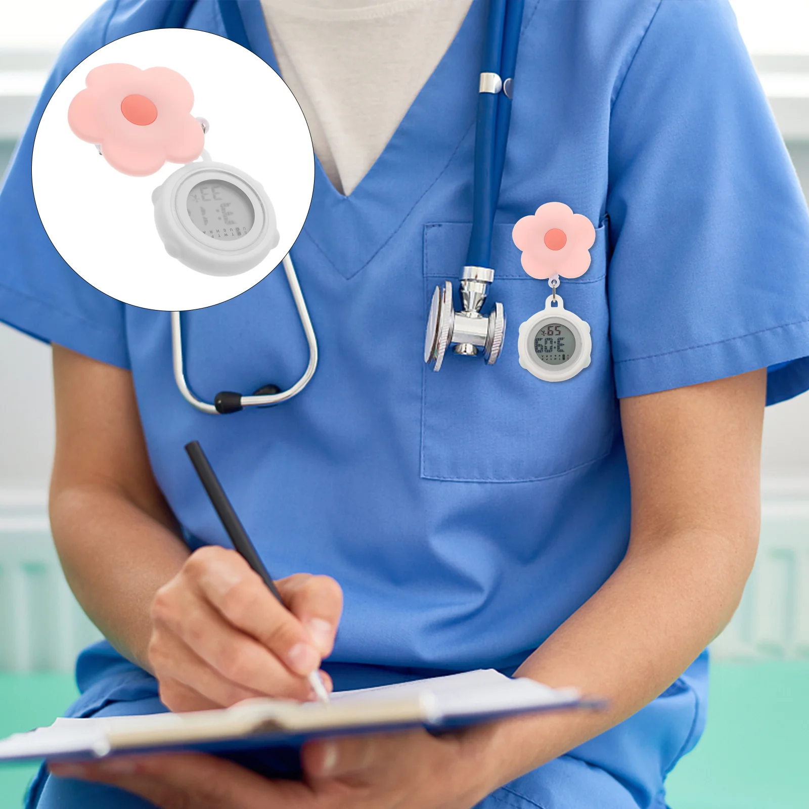 ساعة منبه رقمية إلكترونية للممرضات مع تصميم مرن قابل للسحب وخفيف الوزن معلق على الصدر لموظفي المستشفى #6