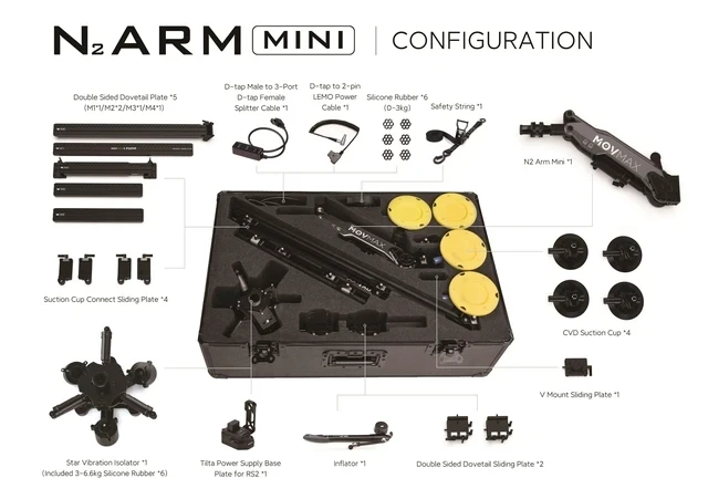 VAXIS MOVMAX N2 Air Arm Pro / Mini Professional Car Shock Absorber System Movie Shooting for DJI Ronin 4D ARRI RED Gimbal Zhiyun