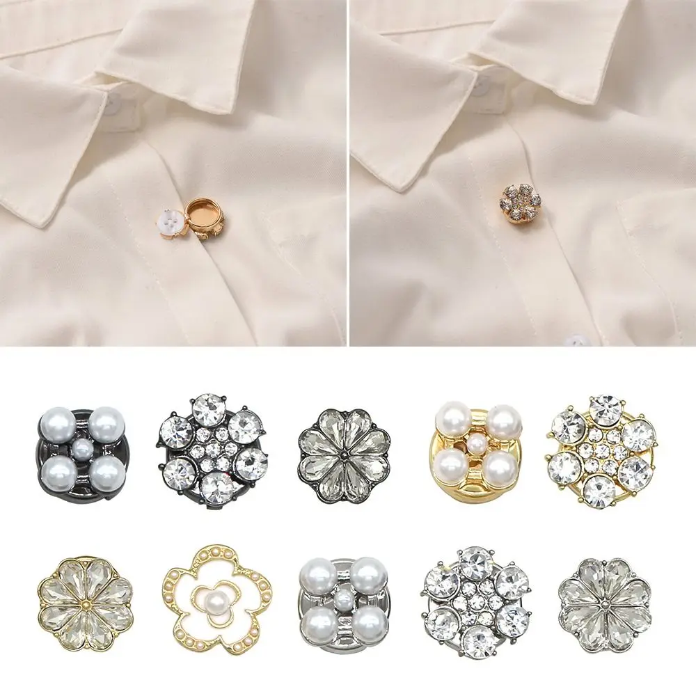 Decoration Accessories Button Box Gold Color Rhinestone Flower Cufflinks Decor Floral Pattern DIY Shirt Button Box Women