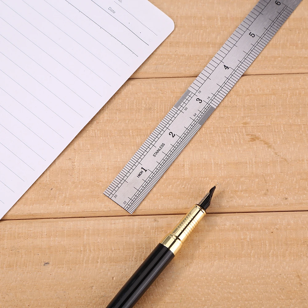 Double Sided Measuring Metal Ruler Stainless Steel Precision Measuring Tool Learning Office Stationery Drafting Accessory